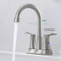 Bathroom Faucet Brushed Nickel 4" 2 Handle centerset basin faucet with Pop up