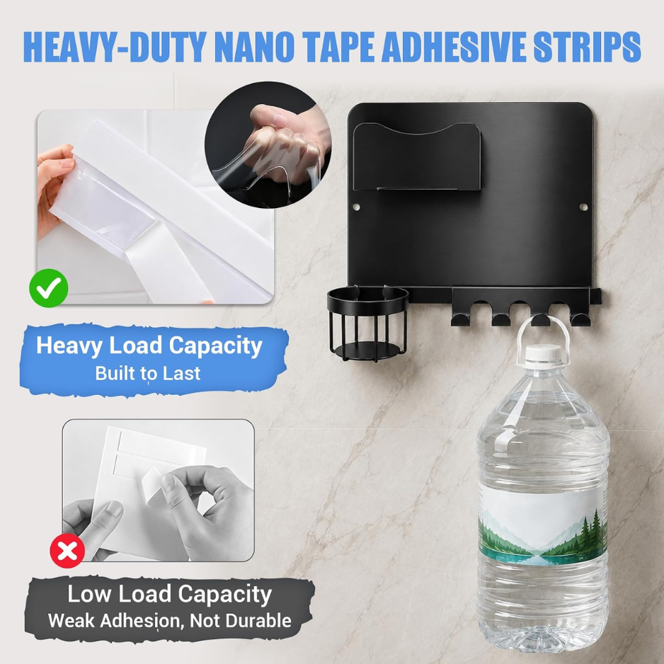 Metal Bedside Wall Shelf No Drill Floating Organizer - Image 3