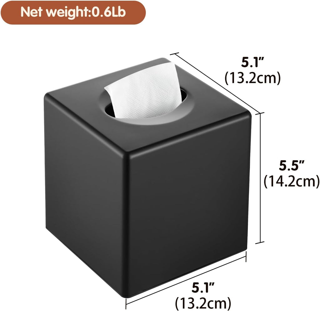 Matte Black Tissue Box Cover Modern Square Decorative Facial Tissue Holder For - Image 4