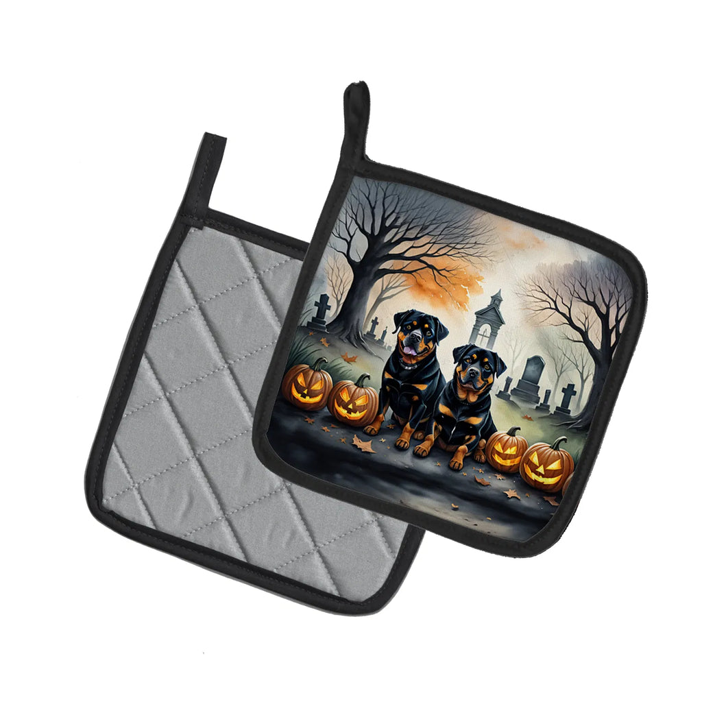 Rottweiler Spooky Halloween Pair of Pot Holders Kitchen Heat Resistant Pot - Image 5