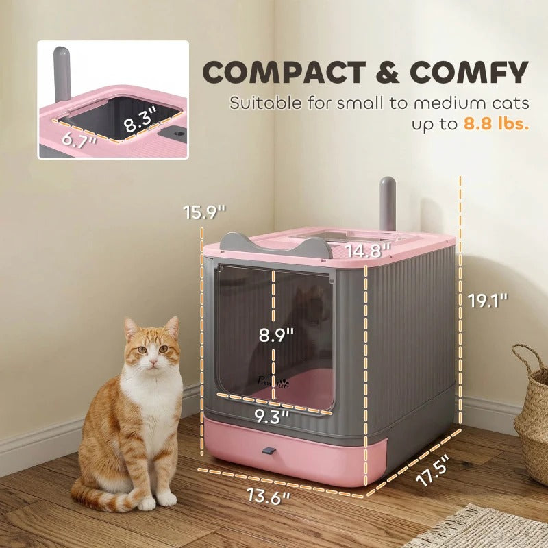 Cat Litter Box With Lid Enclosed Litter Box For Medium Cats Front Entry And - Image 5