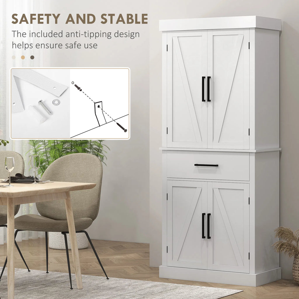 72" Kitchen Storage Cabinet Farmhouse Kitchen Pantry Cabinet with 4 Barn - Image 5