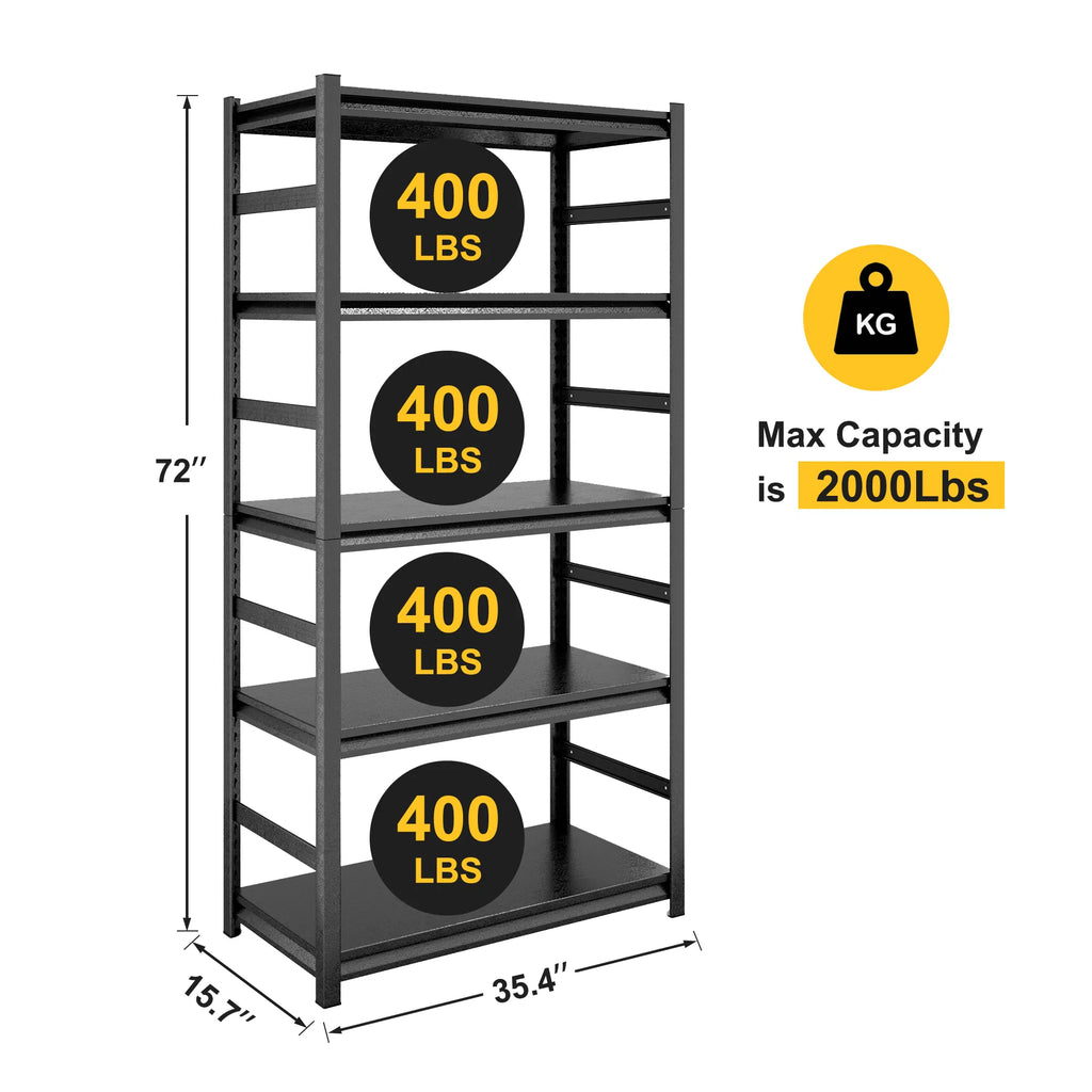 H72 * W35.4 * D15.7 Storage Shelves 5 Tier Heavy Duty Metal Shelving Unit - Image 3