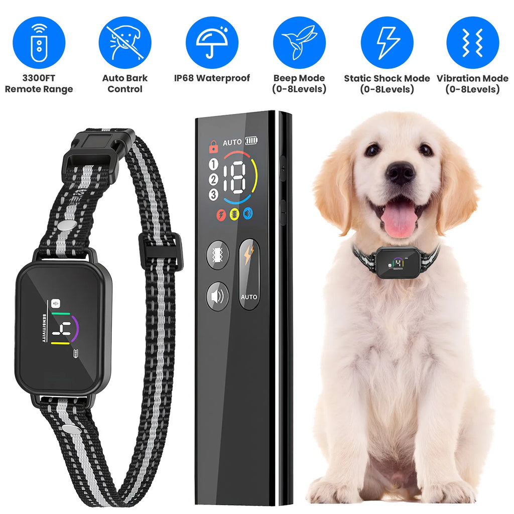 2 in 1 Dog Shock and Bark Collar Dog Training Collar with Remote 1/2/3