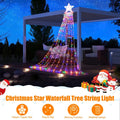 1Pc 11.48FT 350LED Multicolored Christmas Star Waterfall Tree String Light