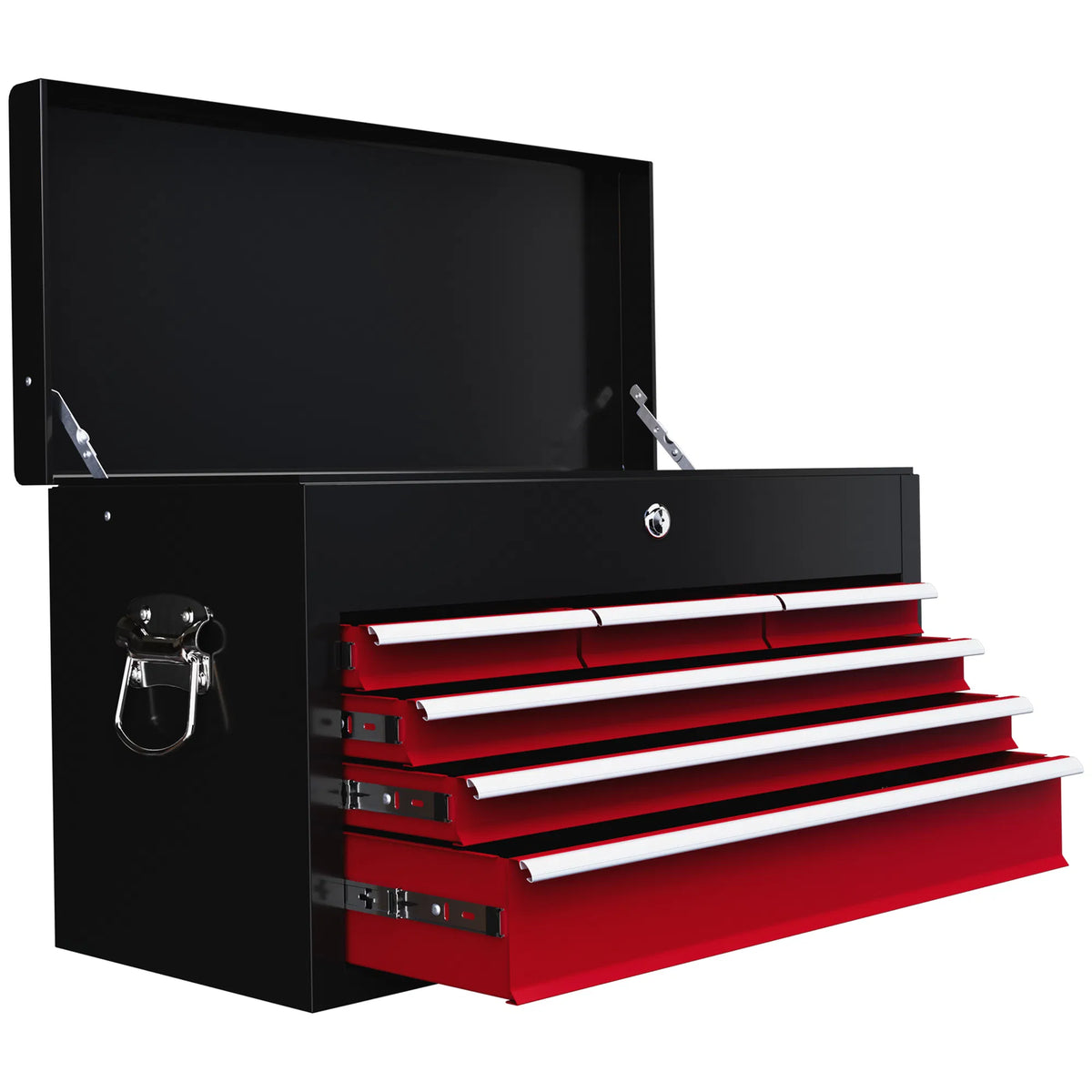 6 Drawer 24" Portable Tool Box with Top Case Ball Bearing Slides Metal Tool