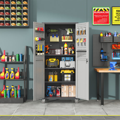 71 Metal Garage Storage Cabinet With Wheels Heavy Duty Tool Storage Cabinet - Image 10
