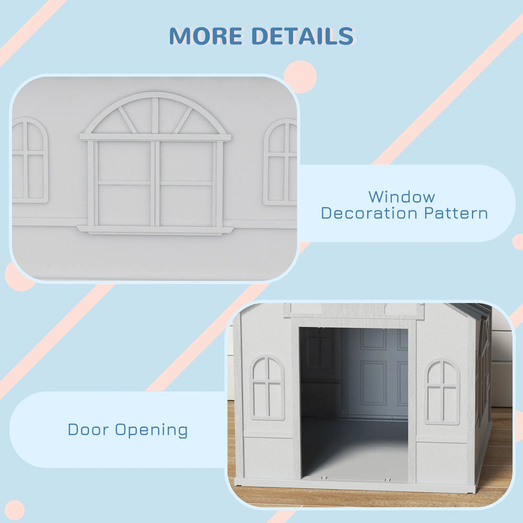 26" Plastic Dog House Outdoor with Air Vents for Small Medium Dogs Grey - Image 4