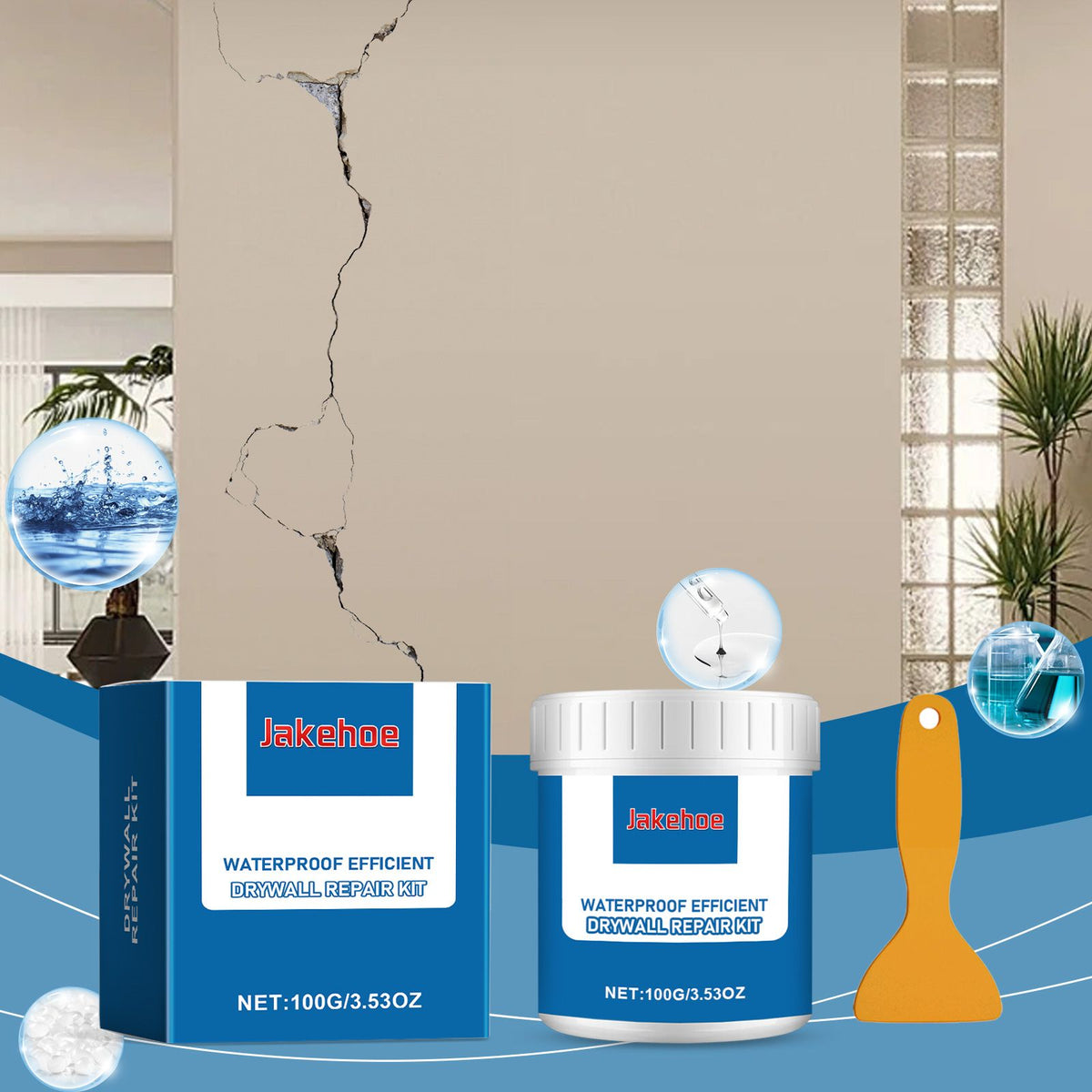 JAKEHOE Water Resistant Wall Repair Paste Kit 1 set Kit