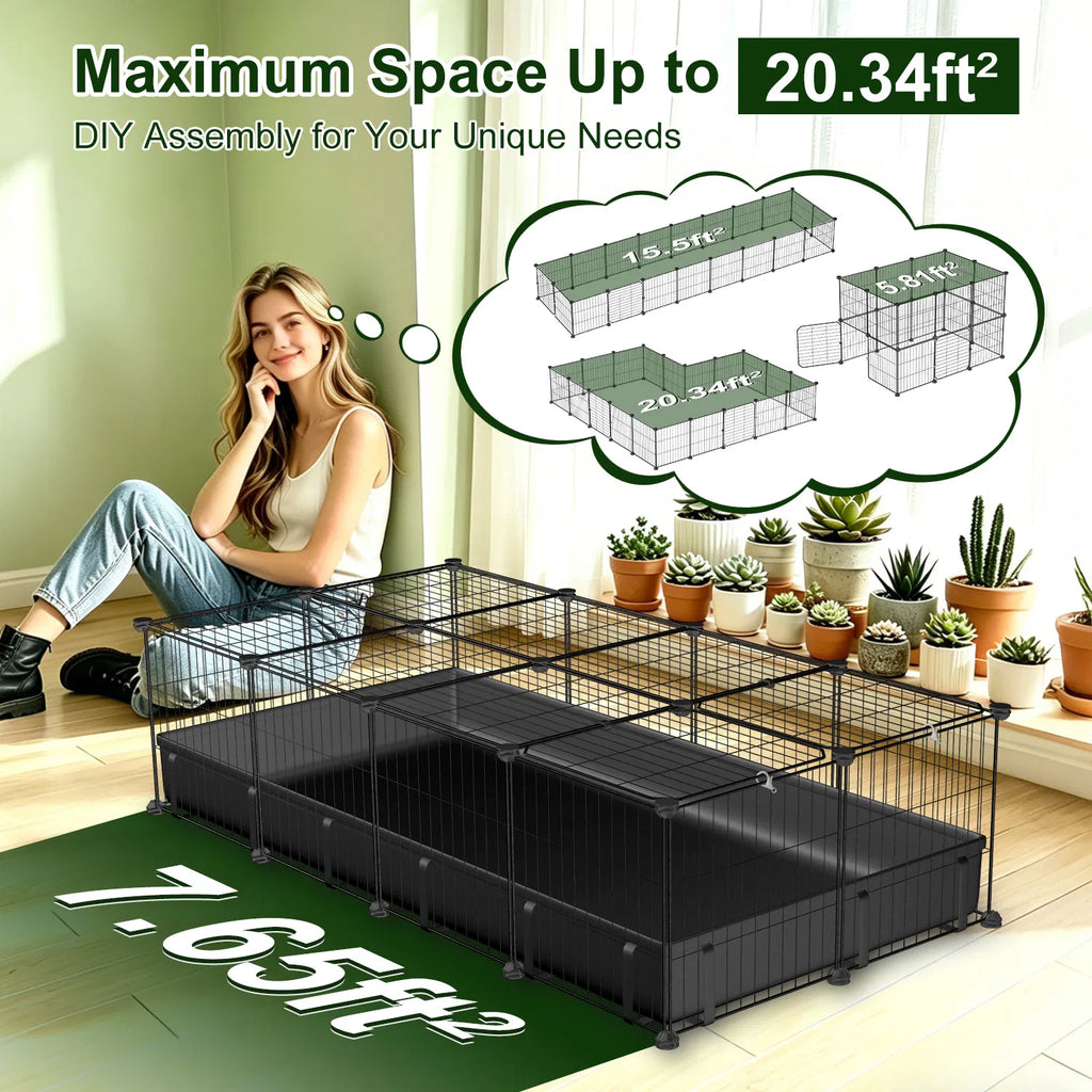 47x24x12" Guinea Pig Cage Small Animal Playpen DIY Metal Pet Enclosure with 20 - Image 3
