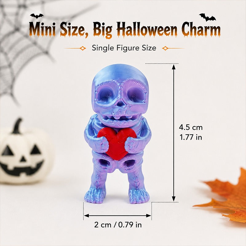 10pcs 3D Printed Halloween Mini Skeleton Figurines Set Assorted Desk Decor - Image 5