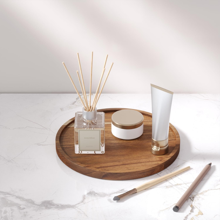 Acacia Wood Serving Tray 8.7 Inch Decorative Wooden Tray For Tabletop - Image 2