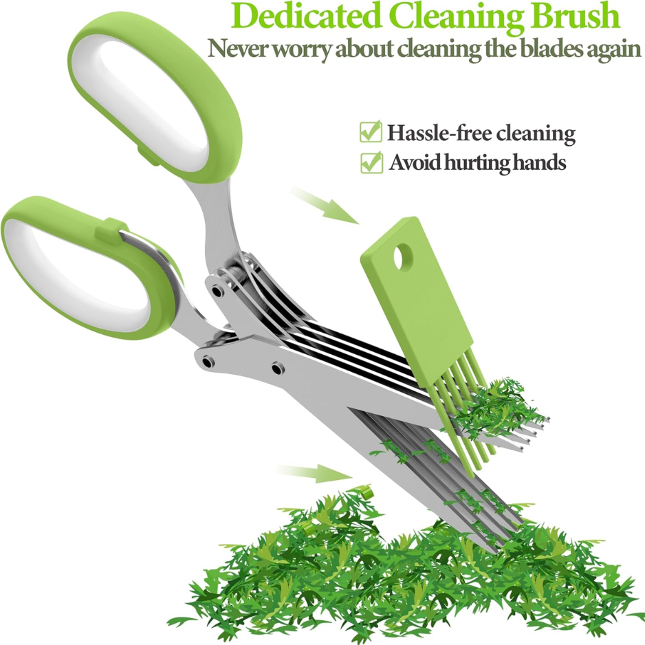 2026 Upgraded Stainless Steel Herb Scissors Multi Blade Herb Shears & Cutter - Image 5
