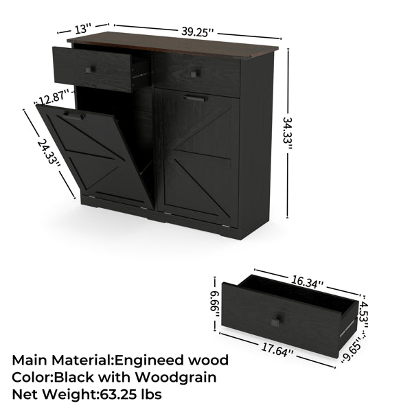 Farmhouse Black Double Tilt Out Trash Cabinet For 20 Gallon Cans Free - Image 6