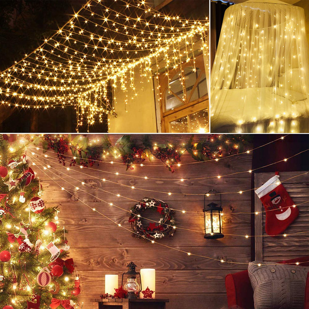 1Pc 3Meter 300 LEDs String Curtain Light With Remote 8 Light Modes IP44 - Image 2