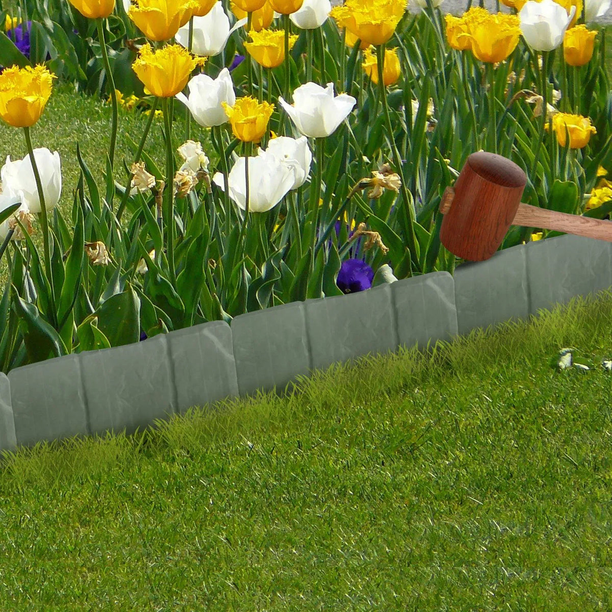 20 PCS Cobbled Stone Effect Plastic Garden Lawn Border Edging - Image 5