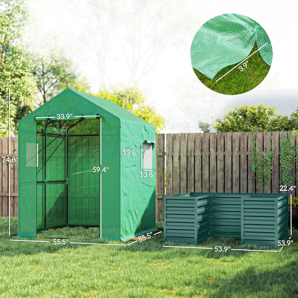 Walk-In Greenhouse with Raised Garden Bed