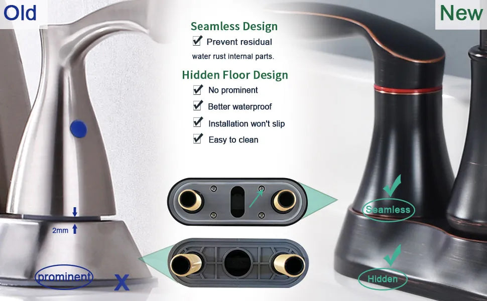 2 Handle 4 Inch Oil Rubbed Bronze Bathroom Faucet Bathroom Vanity Sink Faucets - Image 5