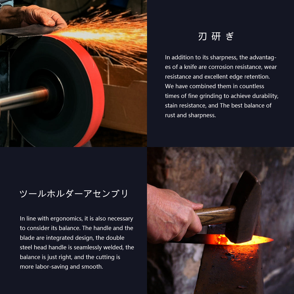 Qulajoy Nakiri Knife 7 Inch Hammered Japanese Vegetable Knife 9cr18mov Mirror