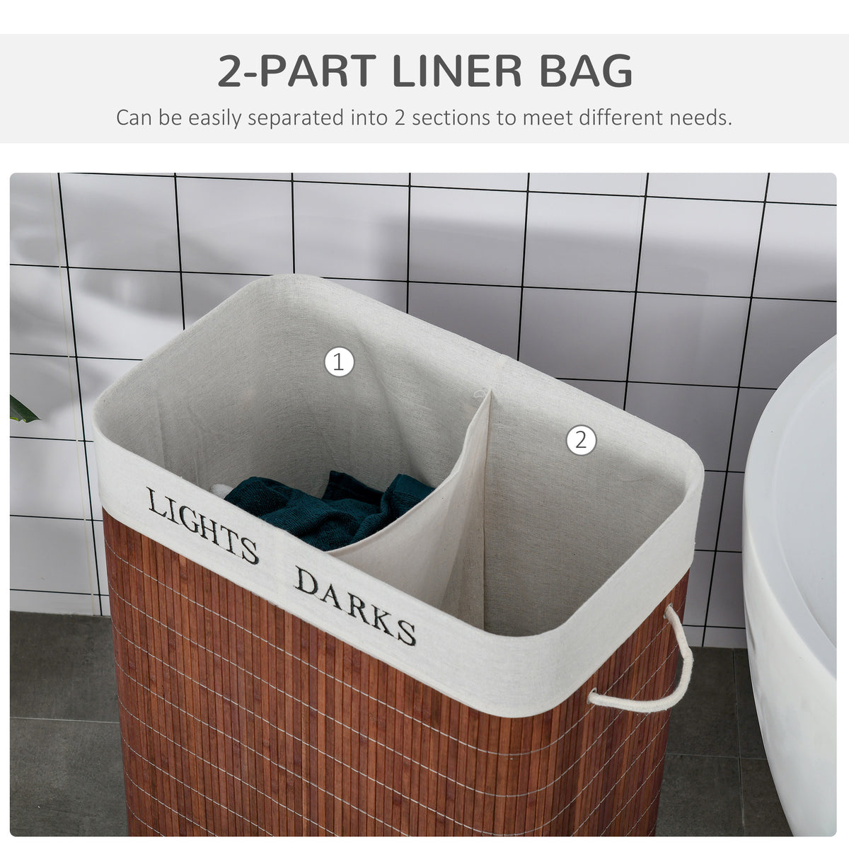 Bamboo Laundry Basket With Lid And String Handles Collapsible Laundry Hamper - Image 5