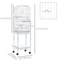 62" Rolling Bird Cage Cockatoo House Play Top Finch Pet Supply with Storage