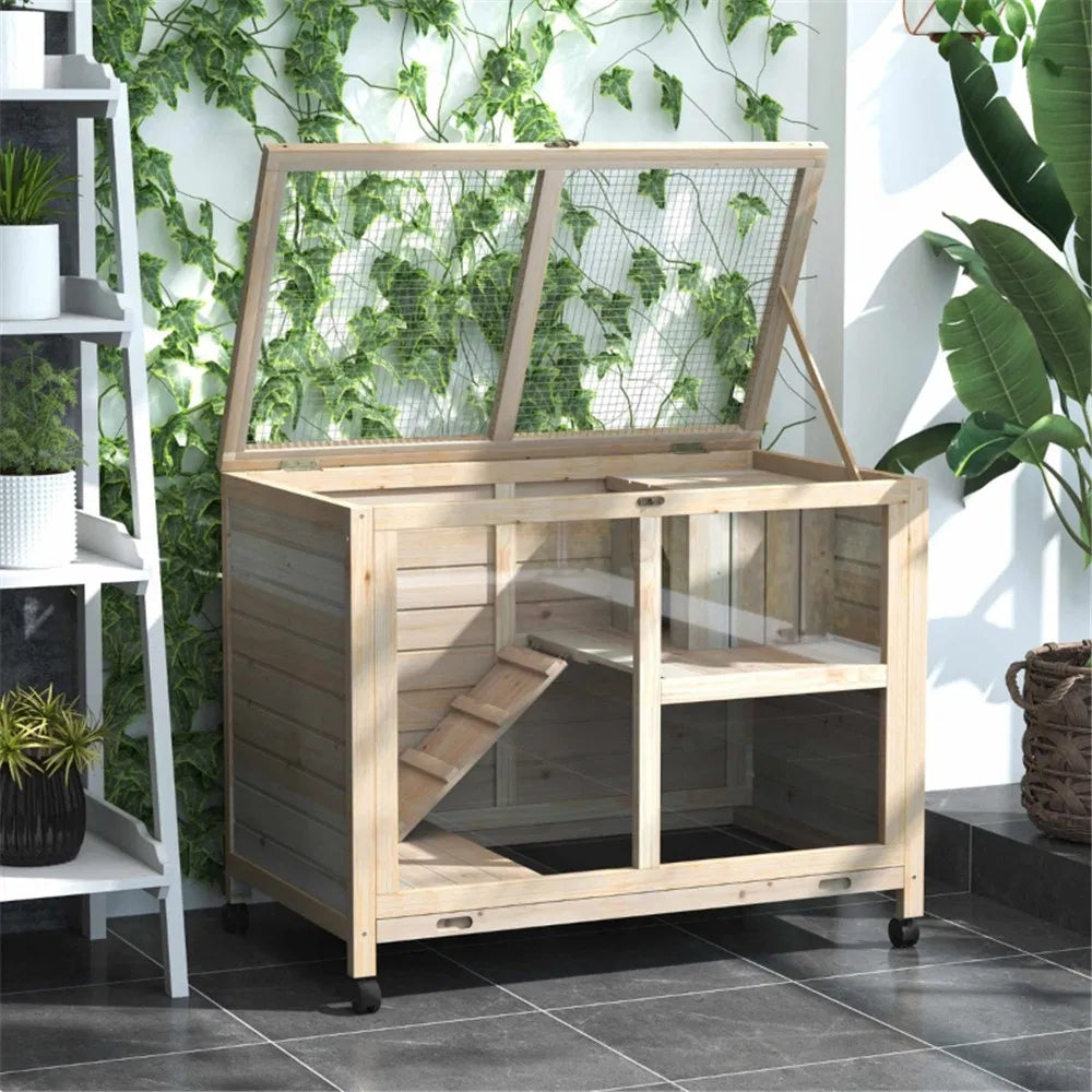 Pet cage /Wood Rabbit Hutch Natural ( Amazon Shipping)(Prohibited by WalMart) - Image 2