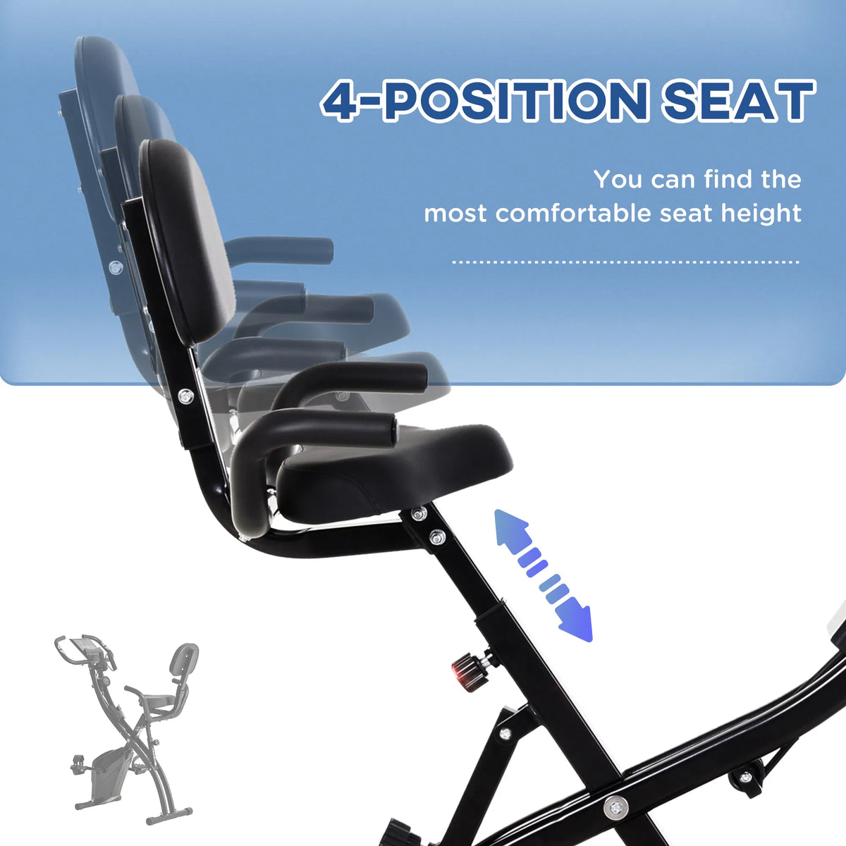 3 in 1 Folding Exercise Bike Foldable Stationary Bike with 8 Level Magnetic - Image 4