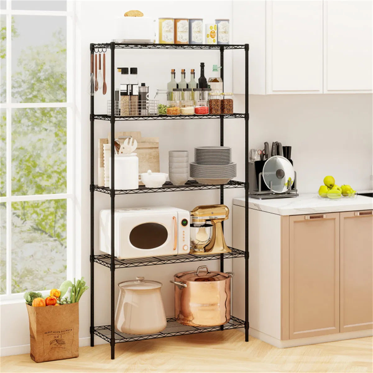 5 Tier Heavy Duty Metal Wire Shelving Unit 1250 lbs Capacity Adjustable Storage Rack - Image 5