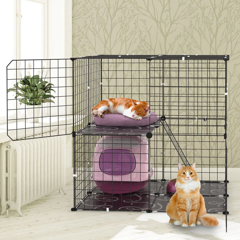 2Tier Cat Cage Playpen Indoor Pet Enclosures Kitten Kennel House Detachable Cat