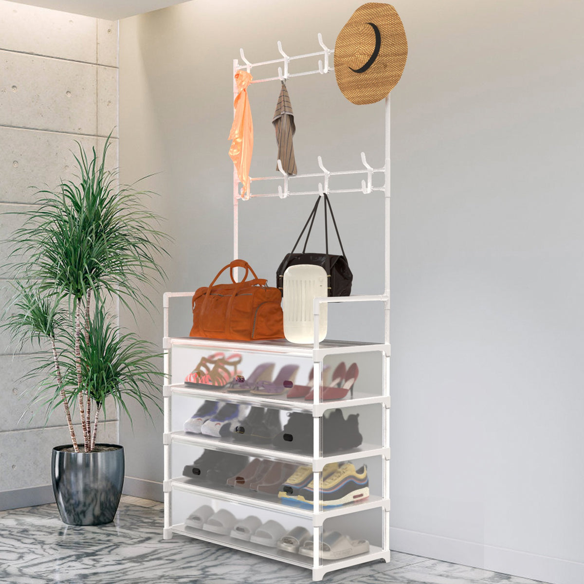 5-Tier Shoe and Coat Rack Organizer