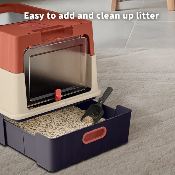 Simple Drawer Style Red Cat Litter Box Humanized Design Does Not Occupy - Image 4