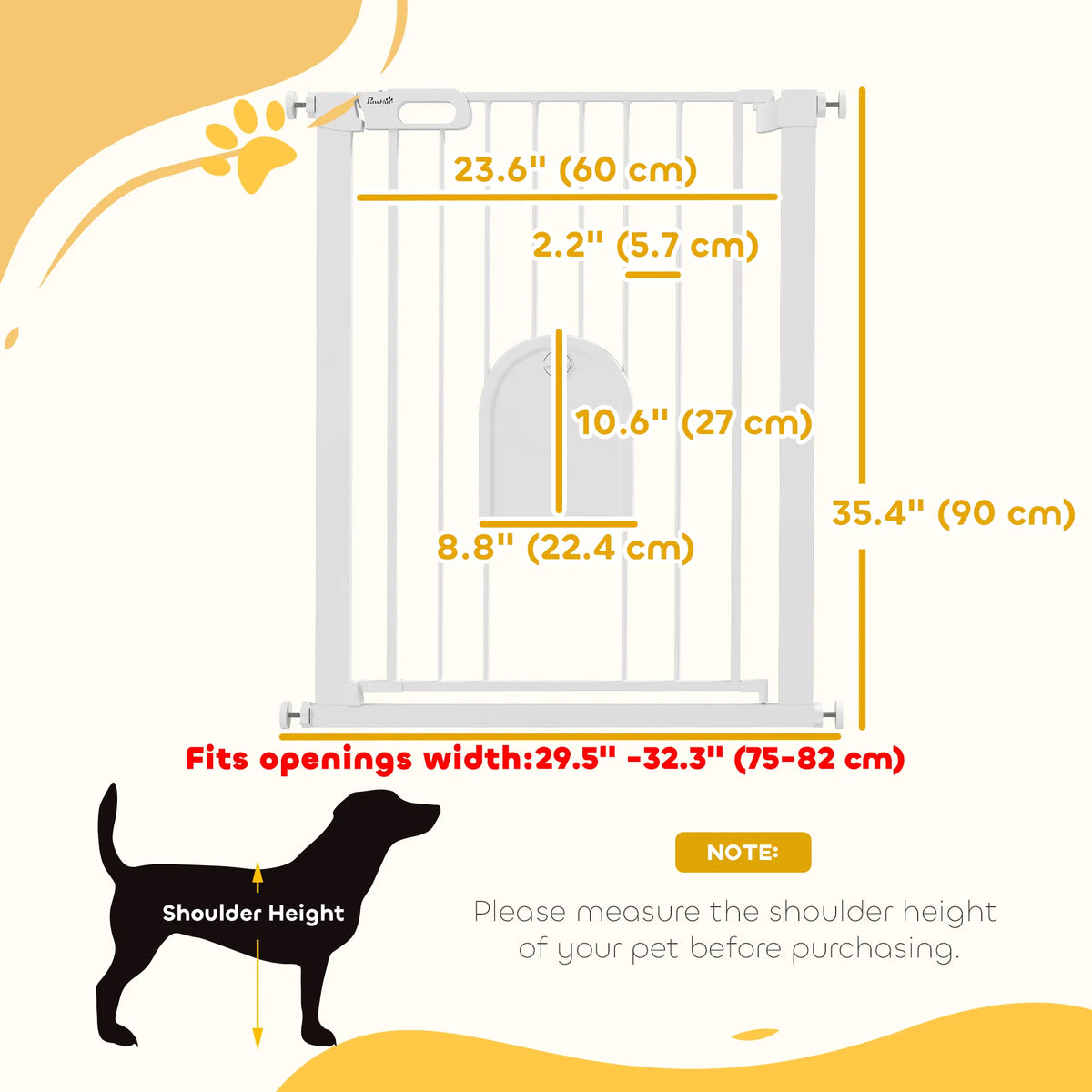 30" 32" Extra Wide Pet Gate Barrier with Small Door 35"H Dog Gate with Safety - Image 5