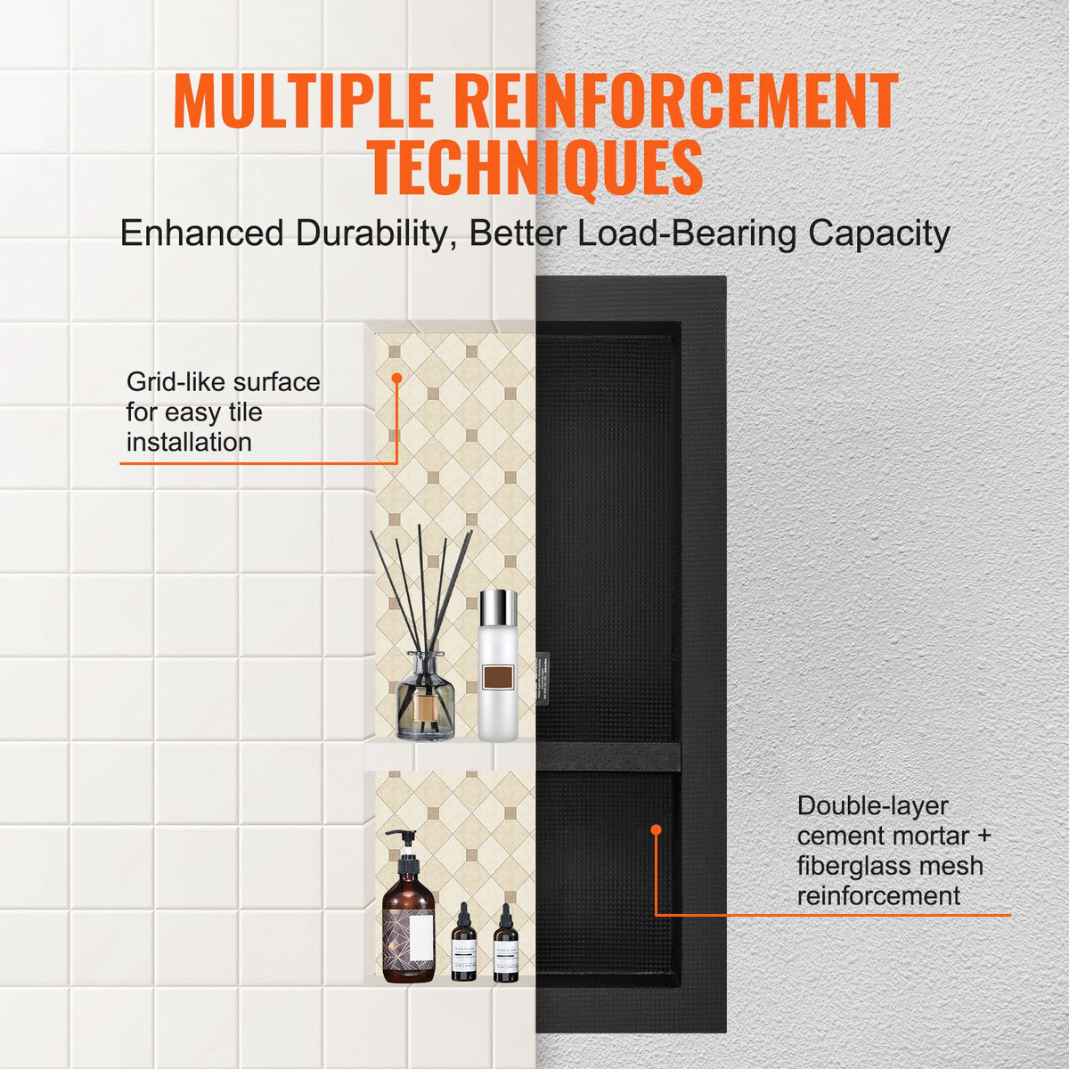 Shower Niche Ready For Tile 16 X 32 Double Shelf Organizer Square Corners - Image 2