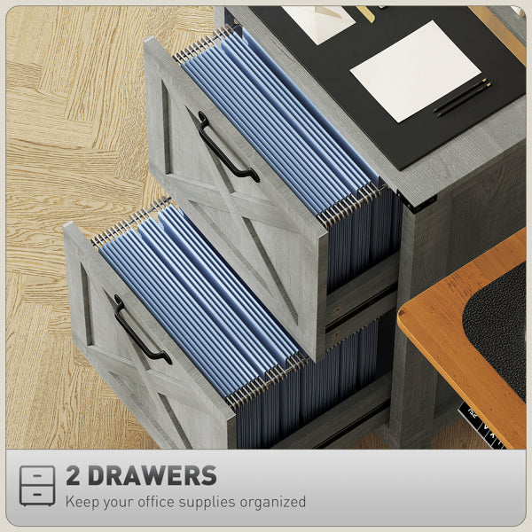 Distressed Light Gray Mobile File Cabinet