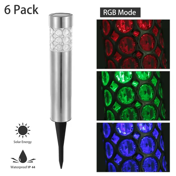 Solarek 6 Pack Outdoor Solar Light IP44 Waterproof RGB Garden Lamp Landscape