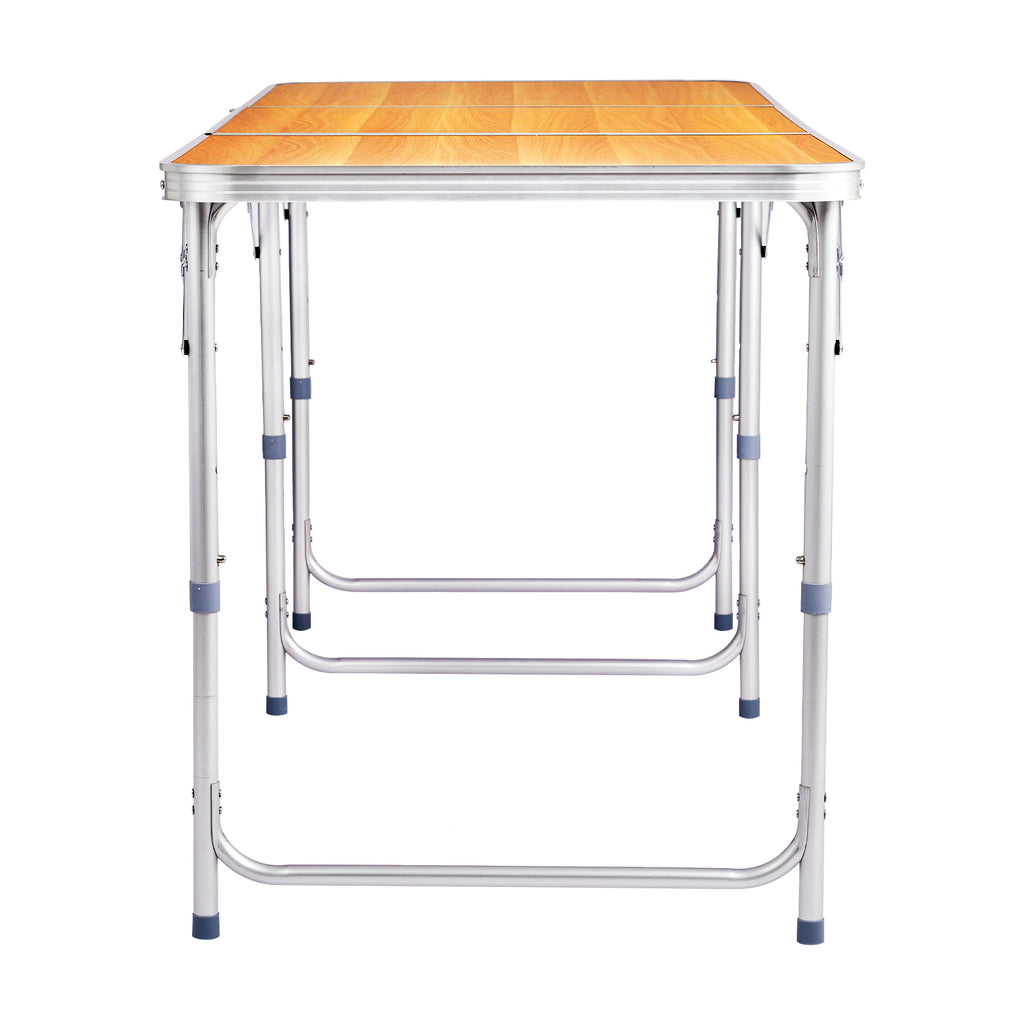 6-Foot Wood-Grain Aluminum Folding Table