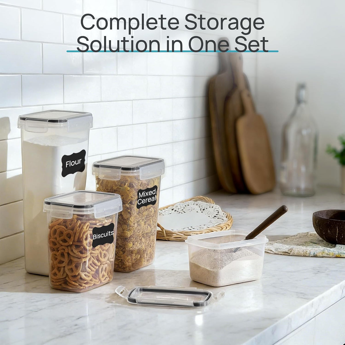 airtight food storage containers with packaging and components