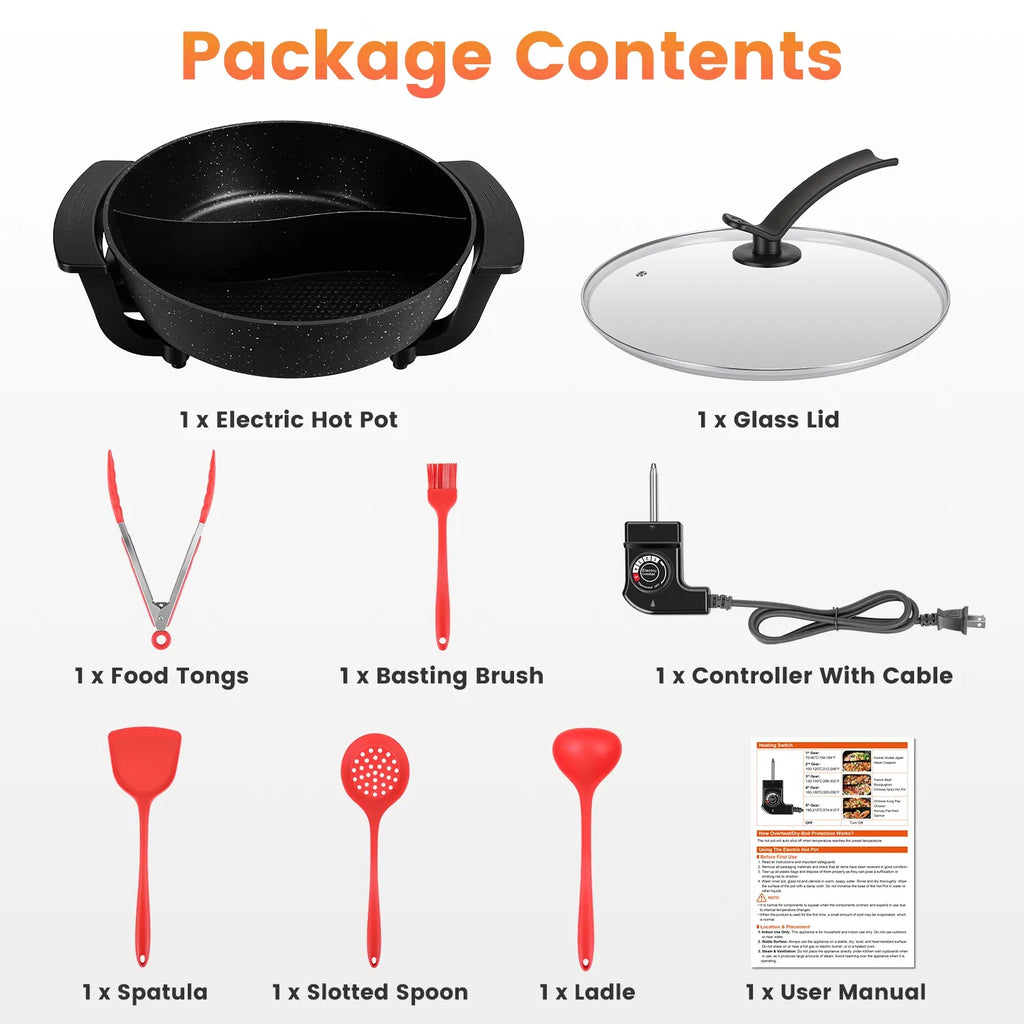 6L Electric Hot Pot with Divider 1100W Dual Flavor Pot Shabu Shabu Pot - Image 3