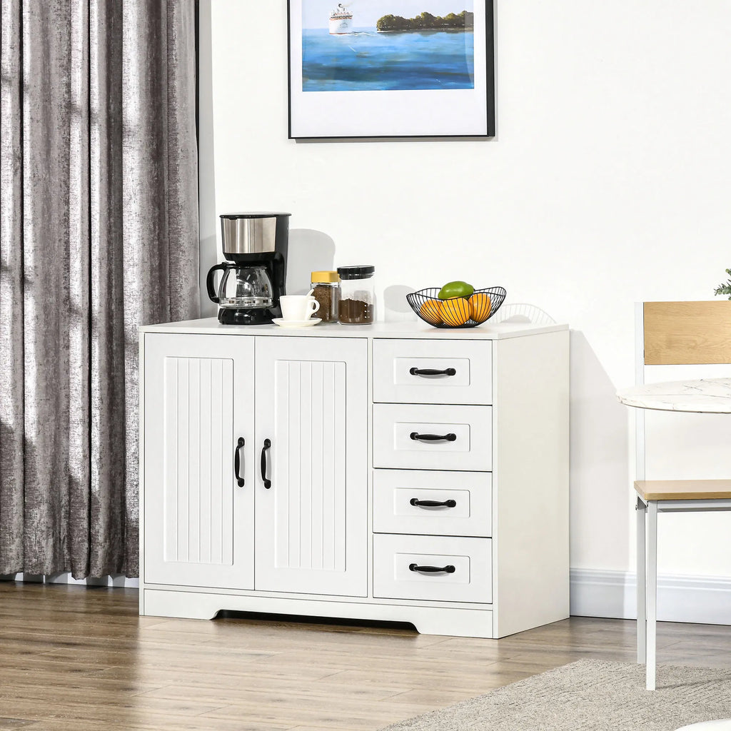 Modern Sideboard Buffet Cabinet with Drawers and Beadboard Door Cupboard - Image 2
