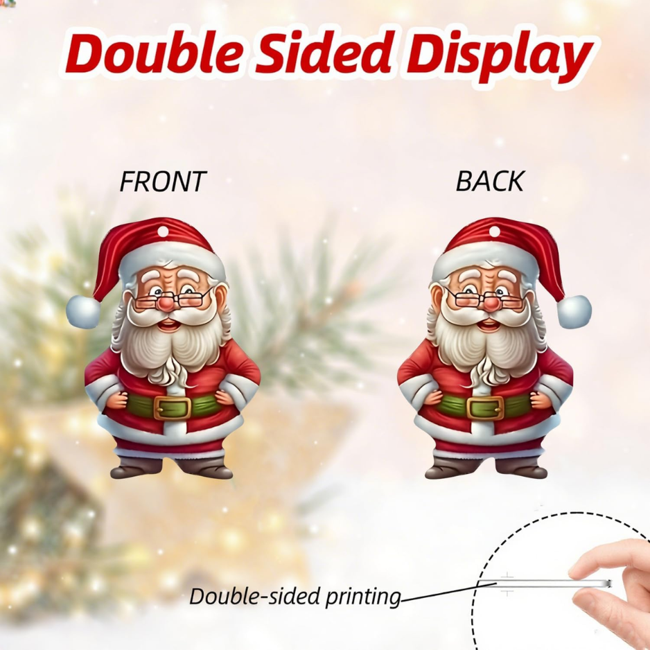 12 Pcs Christmas Tree Ornaments Funny Cartoon Santa Claus Designs Xmas Tree - Image 2