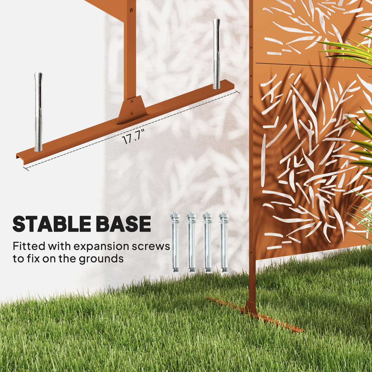 Decorative Metal Outdoor Plant Trellis Screen with Stand Bamboo Pattern (Brown) - Additional Product View Plant Trellis Screen