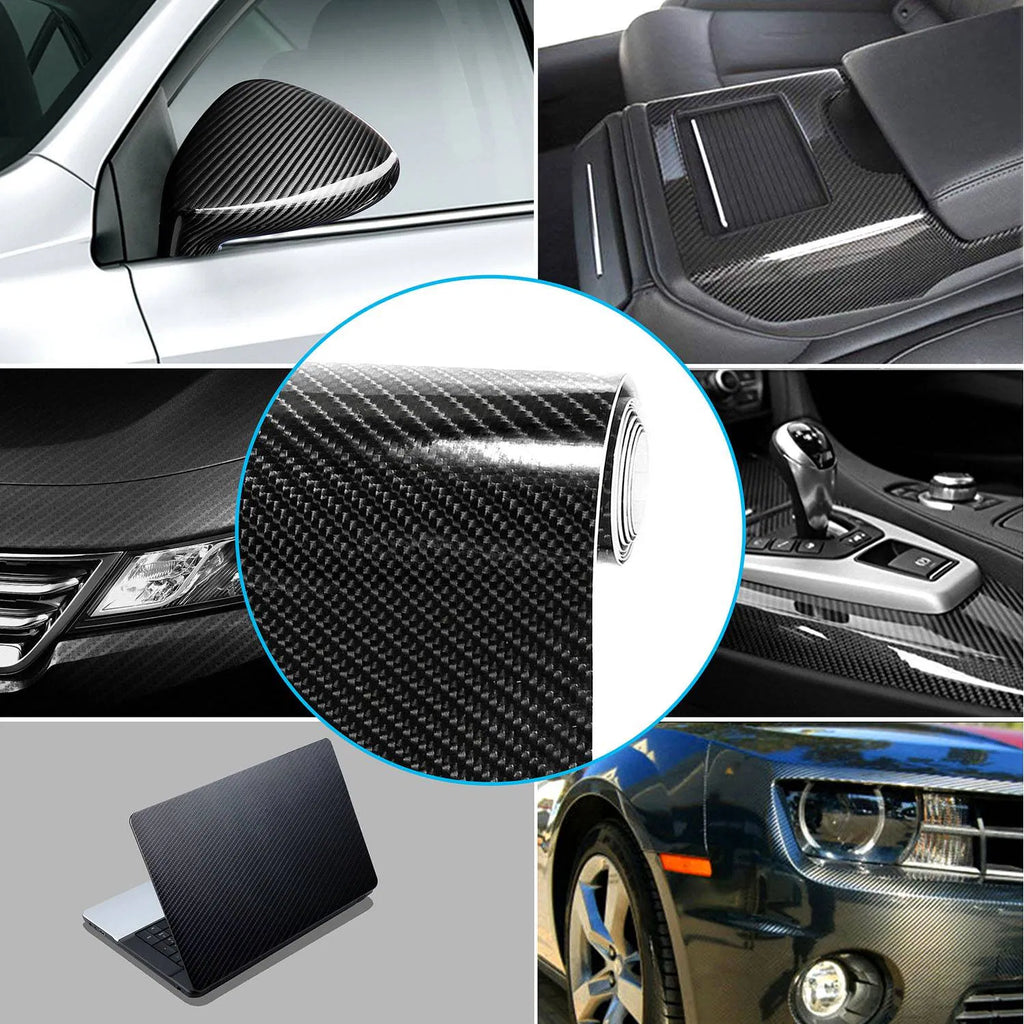 Black 7D Carbon Fiber Car Wrap High Gloss Vinyl Wrap Film Roll Bubble Free Air - Image 3