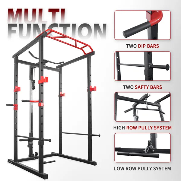 Power Cage Squat Rack Stands Gym Equipment 1000 Pound Capacity Exercise Olympic - Image 5
