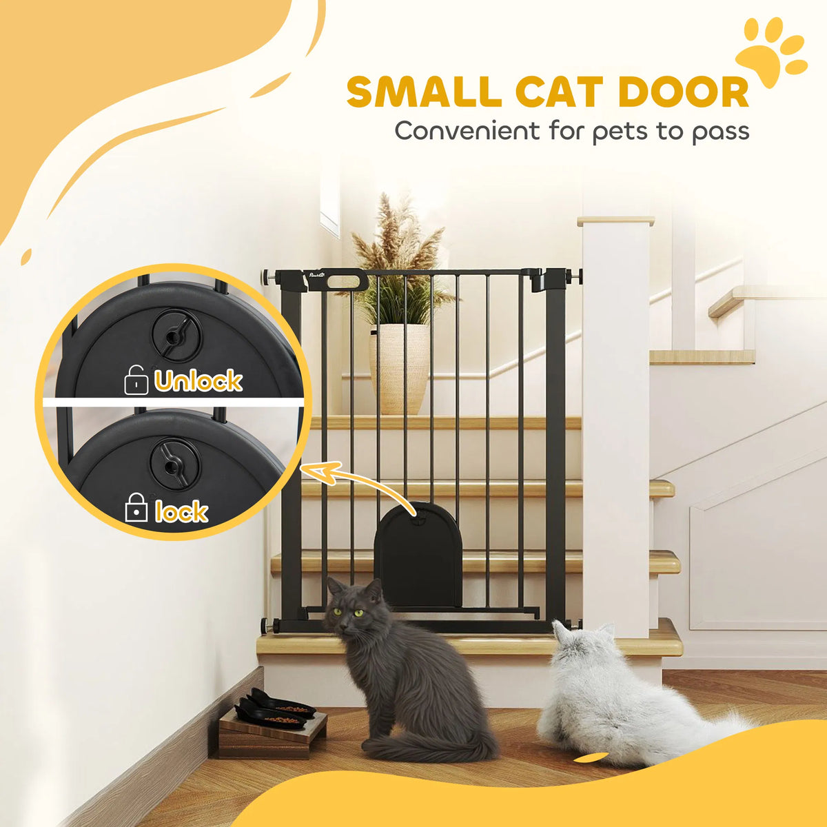 30" 32" Extra Wide Pet Gate Barrier with Small Door 35"H Dog Gate with Safety - Image 2