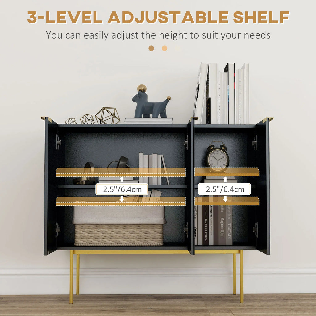 Modern Storage Cabinet Sideboard Buffet Cabinet with Gold Legs for Living Room - Image 3