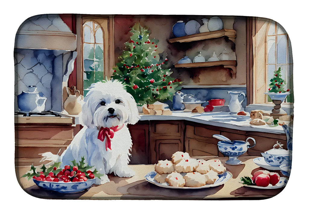 Maltese Christmas Cookies Dish Drying Mat Absorbent Dish Drying Mat Pad for - Image 4