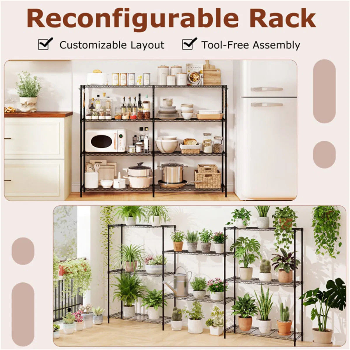 4 Tier Heavy Duty Metal Wire Shelving Unit 1000 lbs Capacity Adjustable Storage Rack - Image 4
