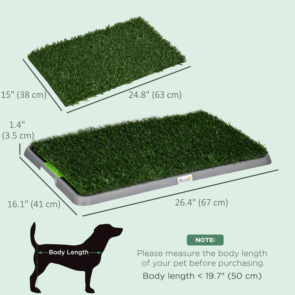 Artificial Grass Pee Pad for Dogs Potty Training 26" x 16" 2 Packs Green - Image 5