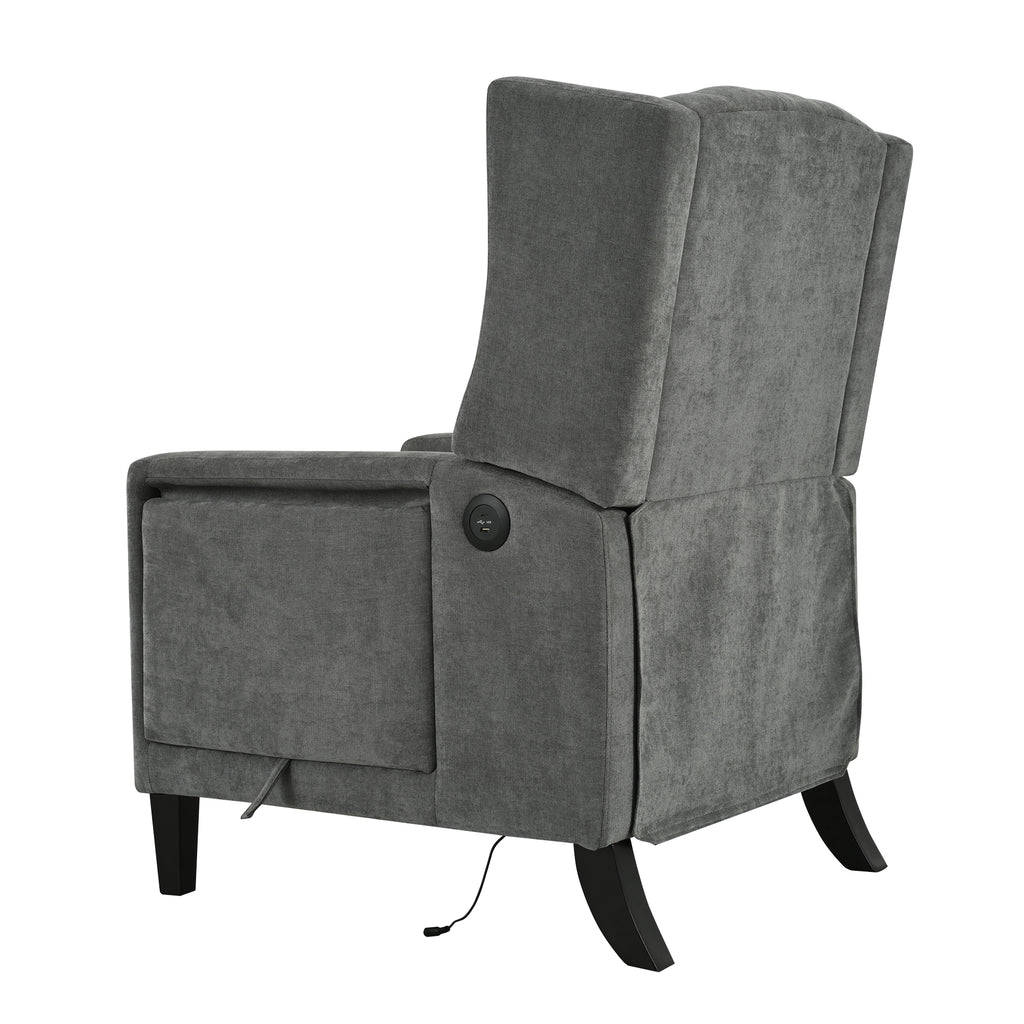 Manual Adjustable WingBack Recliner Chair. with Foldable Side Table USB