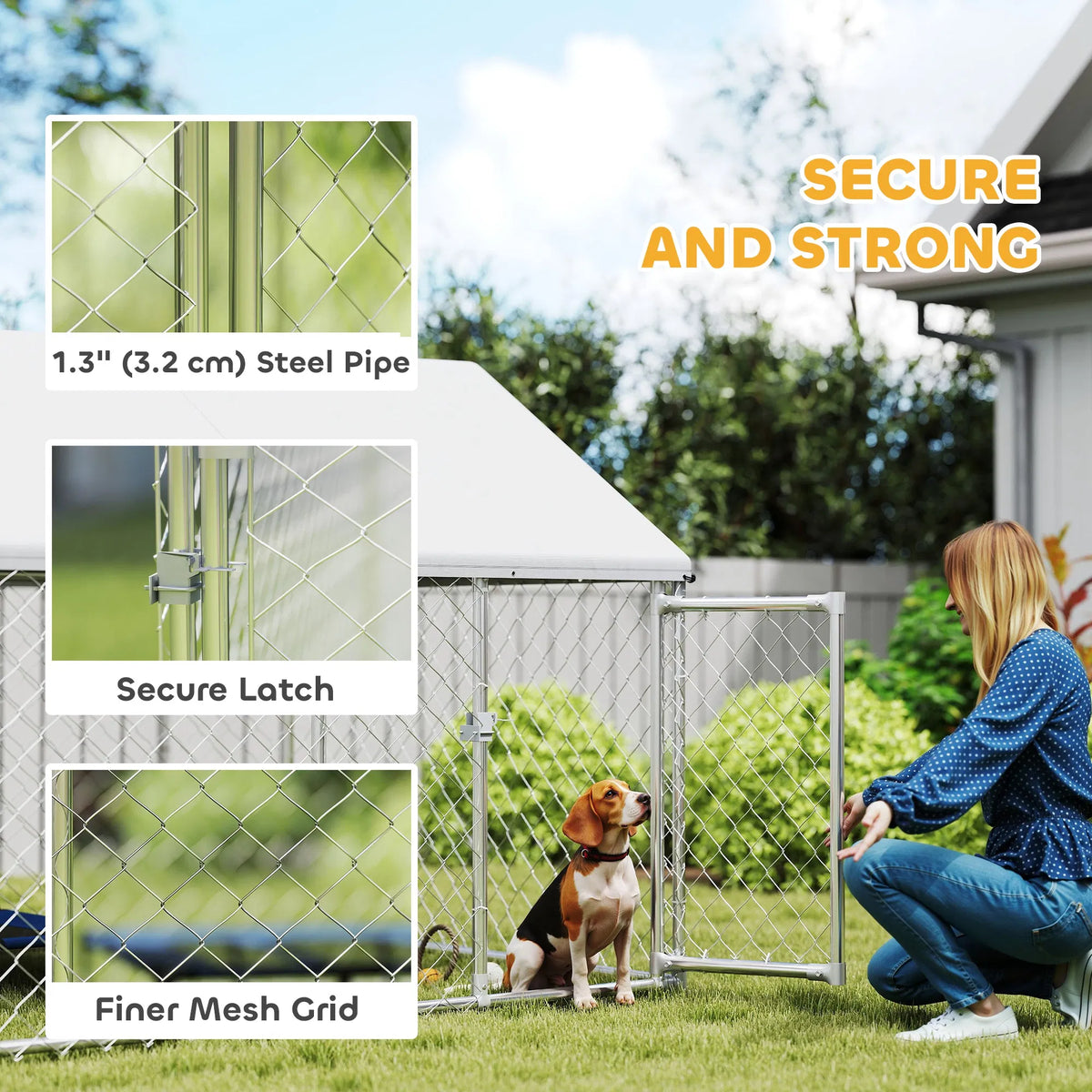 Outdoor Dog Kennel with Waterproof & Anti UV Cover Quick Connect Frame Secure - Image 5